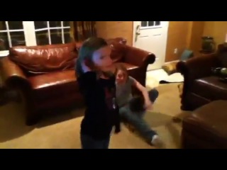 playful battle with sister and kick in the groin... knockout