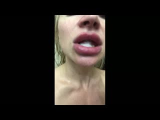 juicy russian mommy licked the sperm from the hands of the owner and rinsed her mouth from the coronavirus (porn blowjob swallow cum facial)